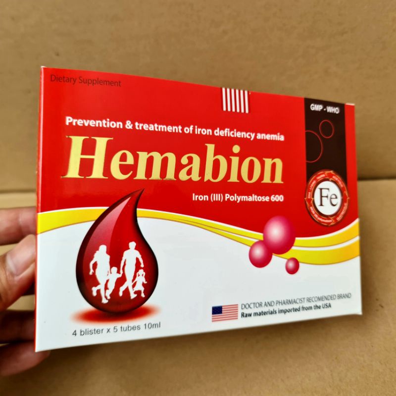 Hemabion giúp bổ sung sắt, acid folic giúp thai nhi phát triển khỏe mạnh cho phụ nữ mang thai - Hộp 20 ống (10ml)