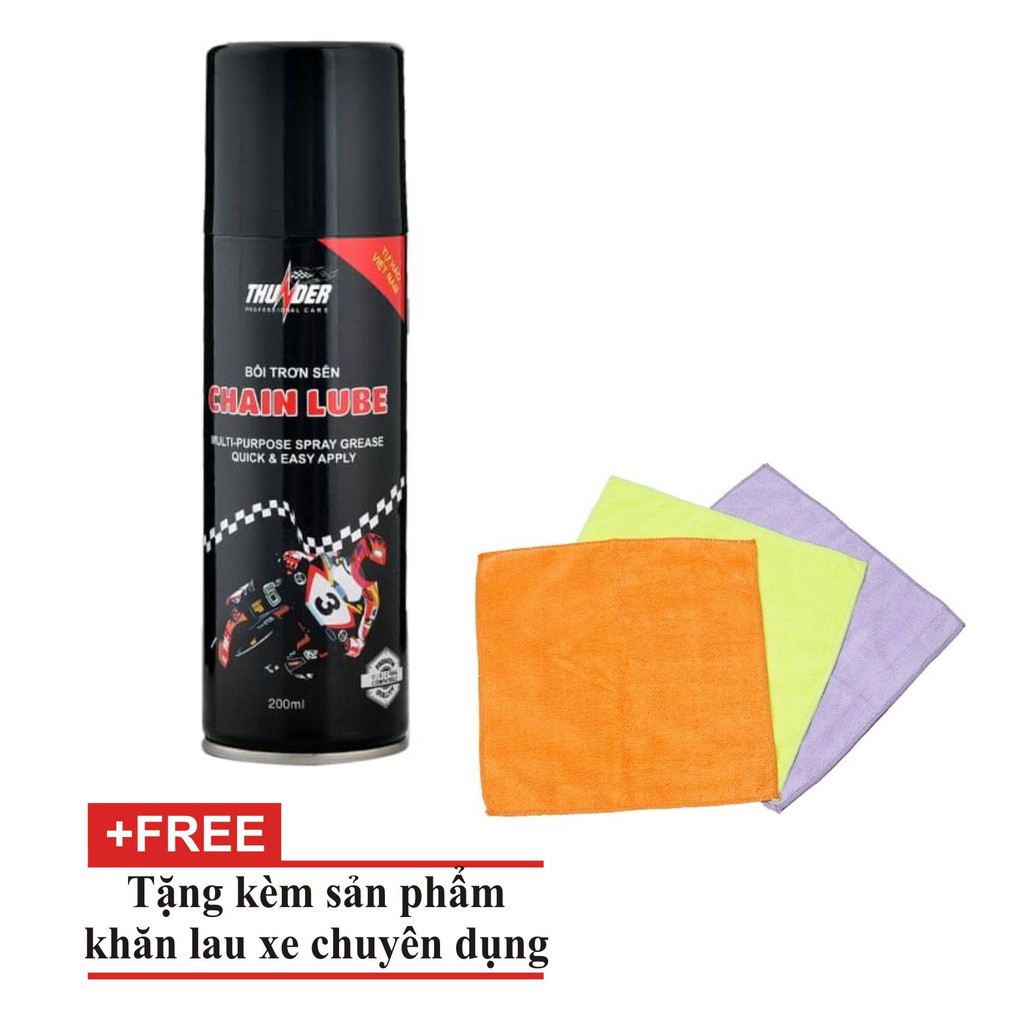 Chai xịt Bôi trơn và bảo vệ sên Thunder 400ml tặng khăn lau xe