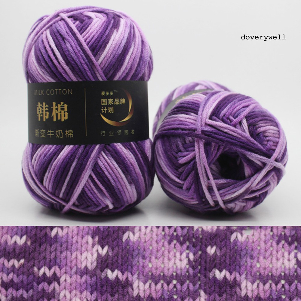 Cuộn len sợi cotton màu gradient tươi sáng tiện dụng