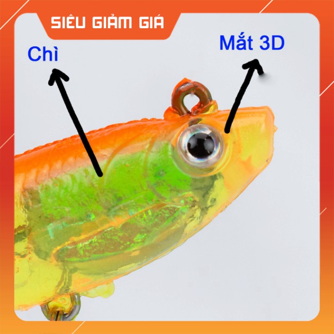 Mồi cá giả Silicon 3D như cá thật (CÁ MỀM T-TAIL có chì + lưỡi 8cm-12g) ĐỒ CÂU HOÀNG SƠN