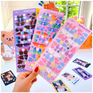 Tấm sticker tai yêu tinh decor toploader, trang trí