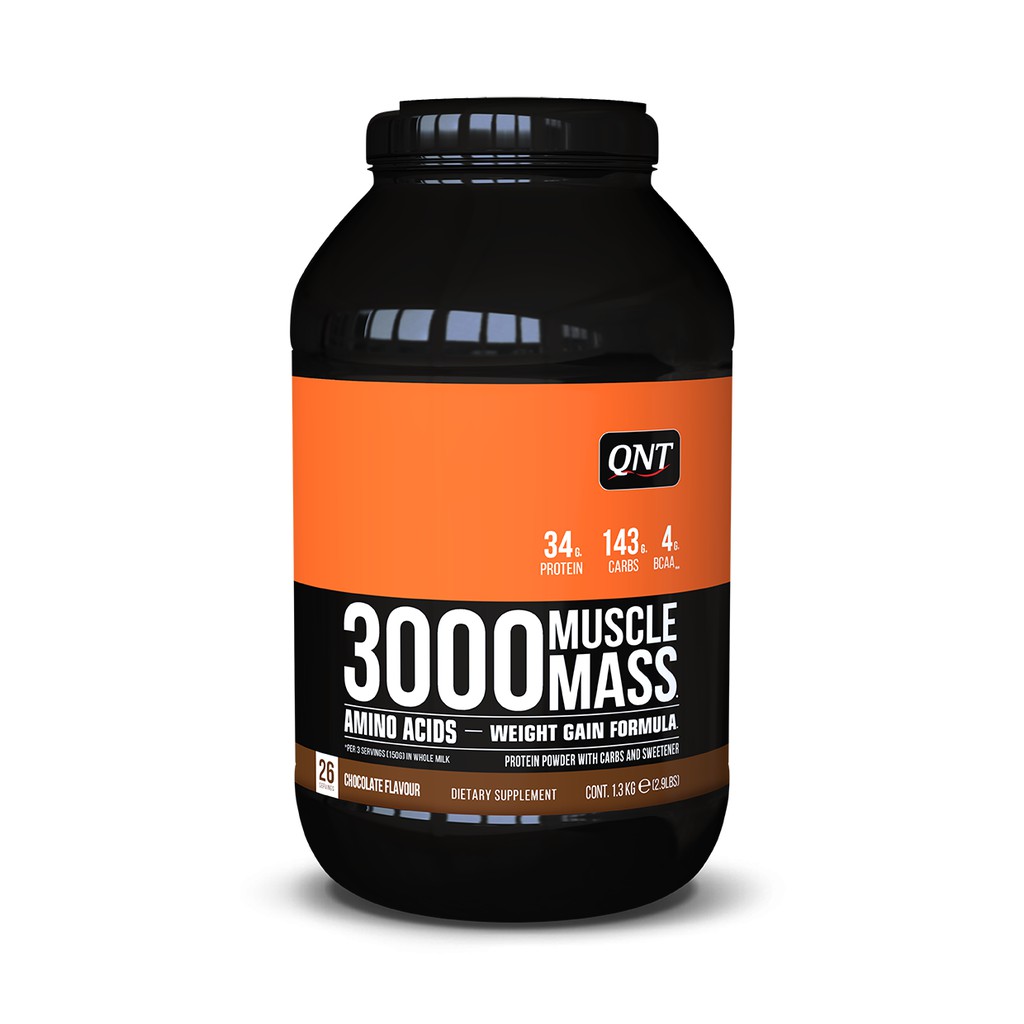 QNT 3000 Muscle Mass Chocolate 1.3kg- Sữa Tăng Cân cho Gymer, người thiếu cân Chính Hãng