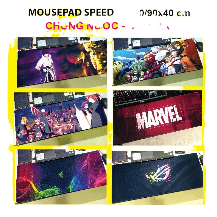 Miếng lót chuột, bàn di chuột chơi game cỡ lớn 80x30/90x40, siêu DÀY, ANIME NARUTO