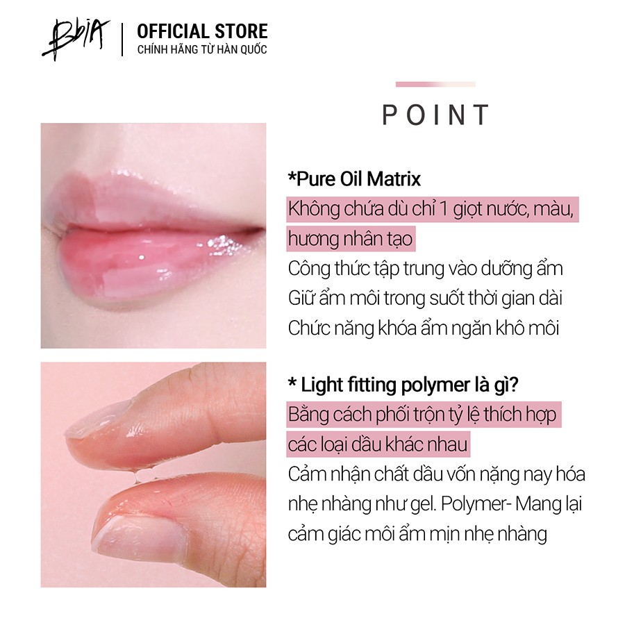 Combo Mềm mịn Mượt mà - 1 son bóng BBia Lip Oil 4.5g + 1 son dưỡng BBia Lip Oil Balm 10g - Bbia Official Store