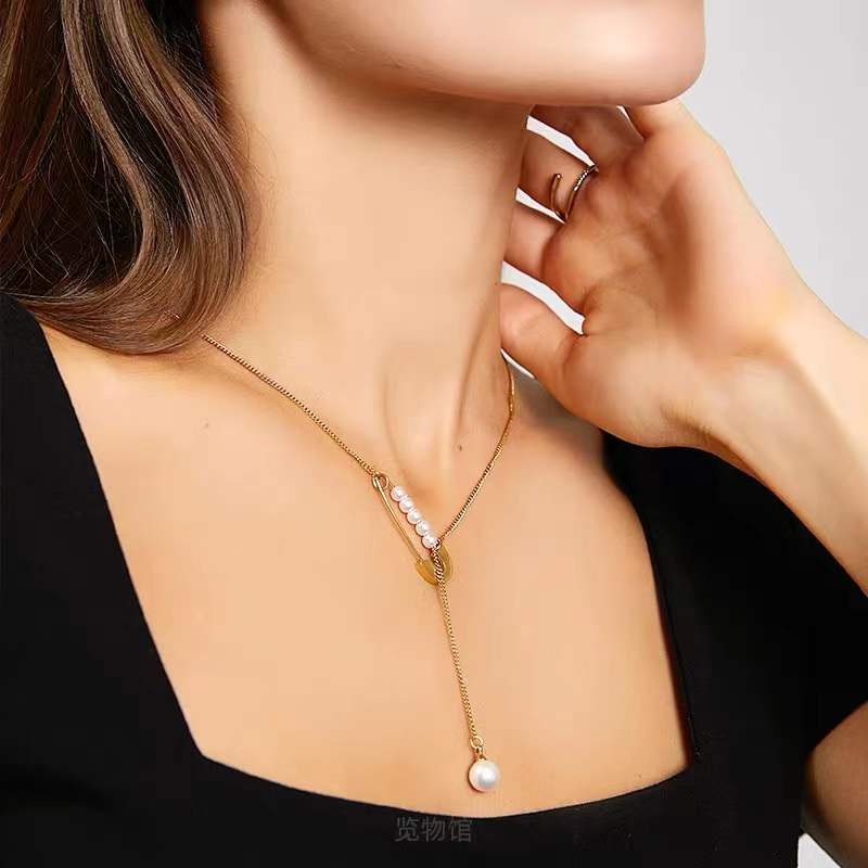 Dây chuyền đính ngọc trai phong cách âu mỹ sang trọng thời trang không dị ứng không phai màu