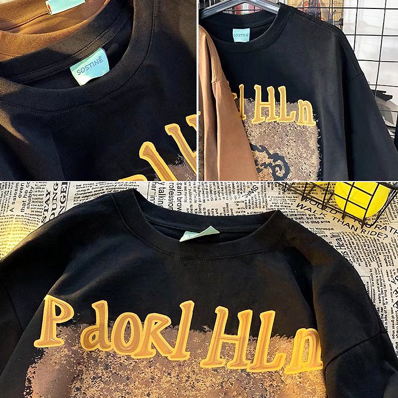 Áo Thun Cotton Tay Ngắn Cổ Tròn In Họa Tiết Gấu Hoạt Hình Graffiti Phong Cách Hàn Quốc Thời Trang Dành Cho Nam