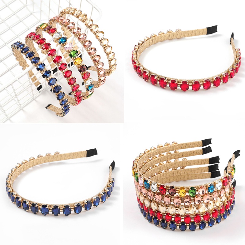 Flgo Băng Đô Đính Đá Hình Oval Nhiều Màu Sắc Phong Cách Baroque