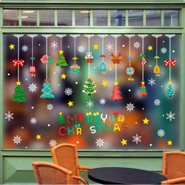 Decal trang trí Noel Hít Tĩnh Điện - Rèm thông cực xinh Noel