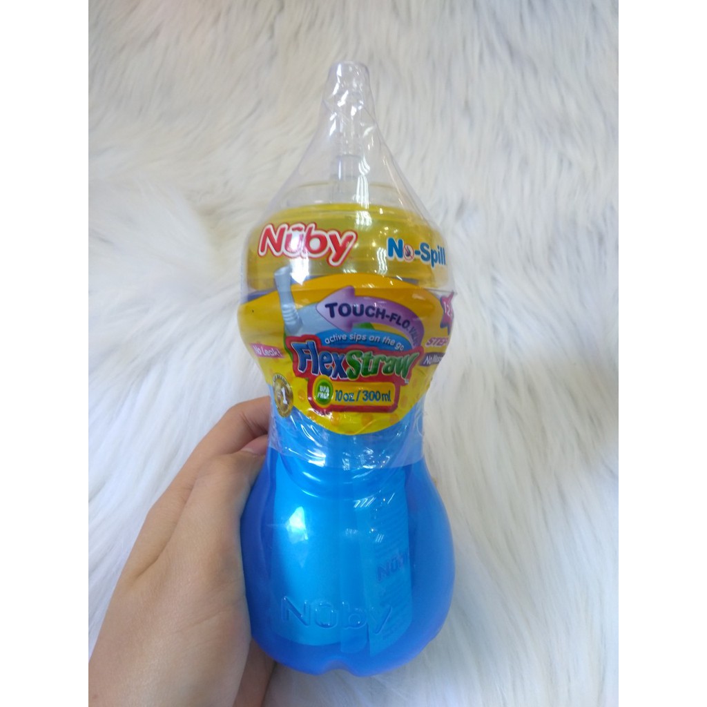 Bình tập uống nước cho bé NUBY (CÓ ỐNG HÚT) 300ml - HÀNG TỒN KHO - NHẬP KHẨU TỪ USA