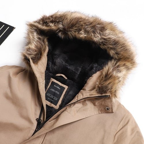 Áo khoác nam có mũ lông đẹp, Parka lông cừu Xuất Hàn Quốc hiệu Ber.shka!