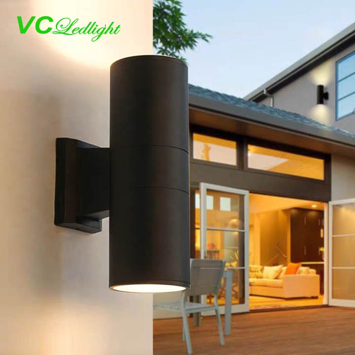 Đèn tường rọi 2 đầu dùng trong nhà hoặc ngoài trời cỡ to phi 90x260mm