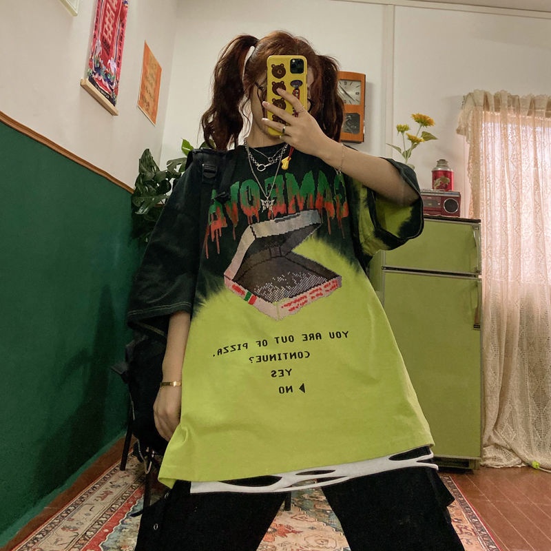 Áo thun tay ngắn thời trang nam nữ phong cách Hong Kong Hàn Quốc mùa hè 2021