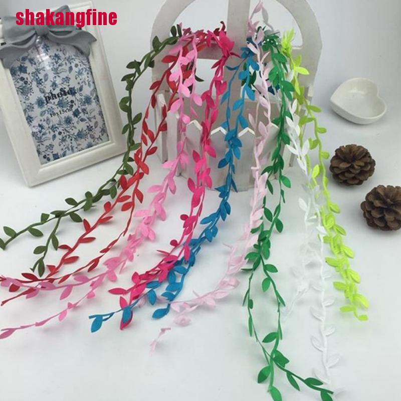 [shafineVN]5M Silk Leaf-Shaped Handmake Artificial Green Leaves Decor Foliage Craft Wreath