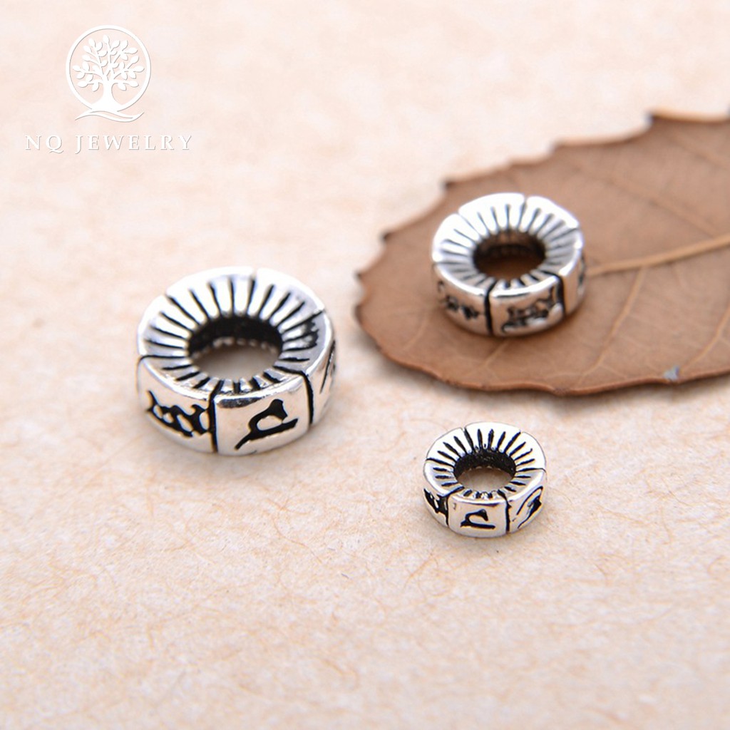 Charm bạc chặn hạt lục tự minh chú - NQ Jewelry