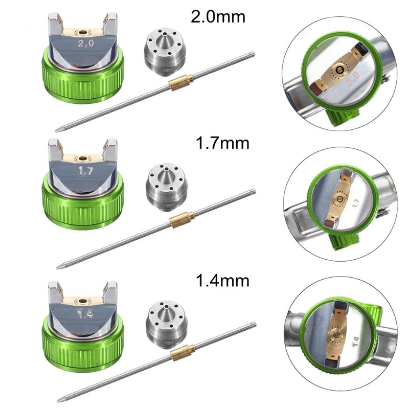 Bộ 3 Vòi Phun Sơn Thay Thế HVLP 1.4 / 1.7 / 2.0mm Cho Xe Hơi