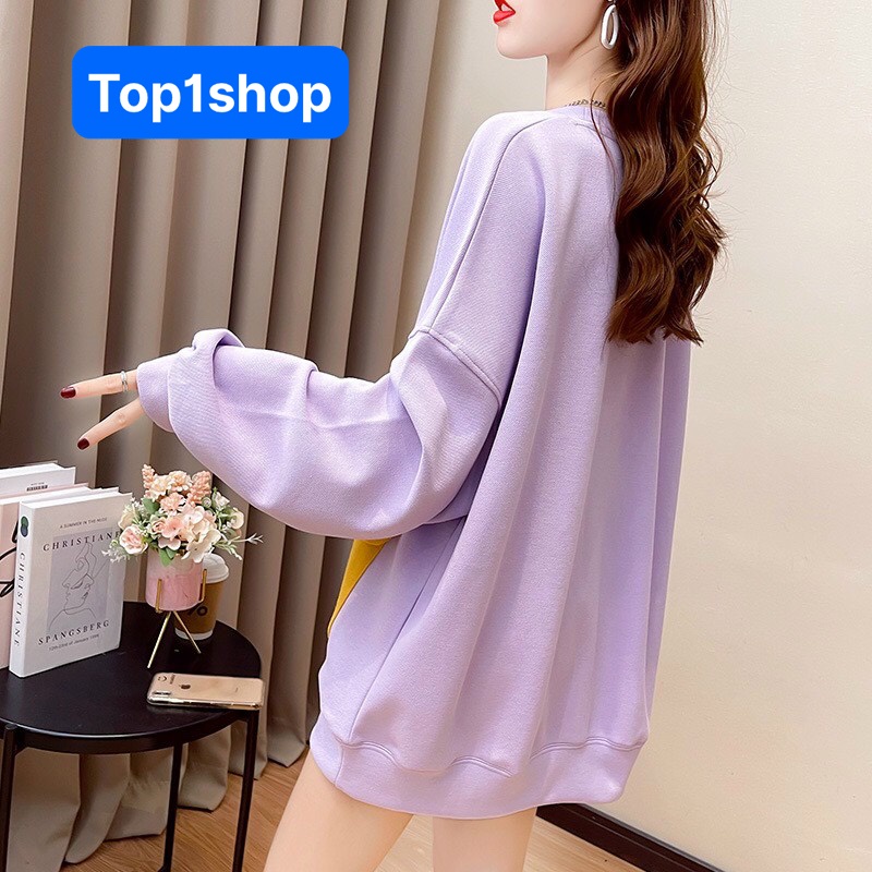 Áo Sweater nữ WANG tay dài form rộng thiết kế hai túi trước phối màu phong cách Hàn Quốc,chất liệu nỉ bông cao cấp 2022 | BigBuy360 - bigbuy360.vn