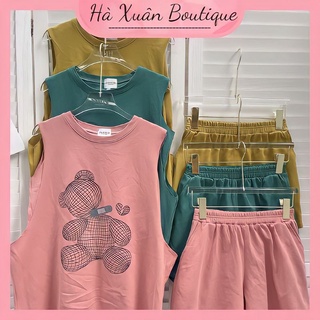 Set Bộ Tanktop From Rộng❤️ Bộ Đùi Chất Cotton Khô Dày Dặn Hình