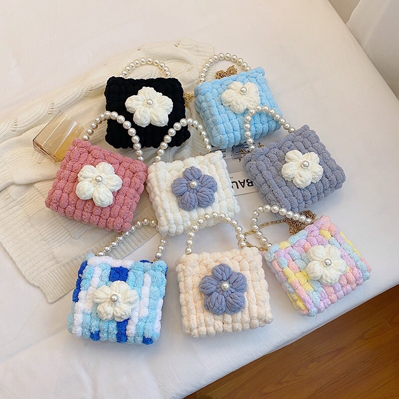 [Có video hướng dẫn] Túi tự đan, set nguyên liệu đan túi cài hoa hot 2022