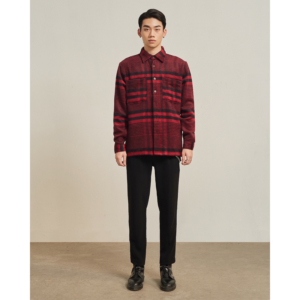 Áo sơ mi flannel nam mềm mịn Highway (Menswear) Hudson kẻ đỏ