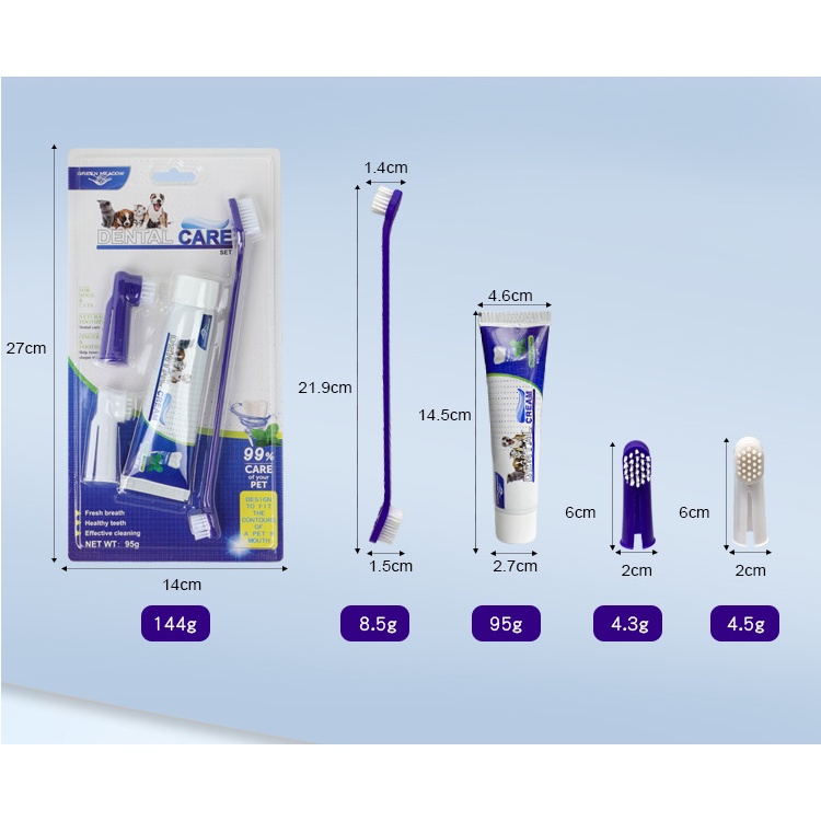 Kem đánh răng cho chó mèo Dental Care tặng kèm bàn chải đánh răng thú cưng (144gr) - lutpet