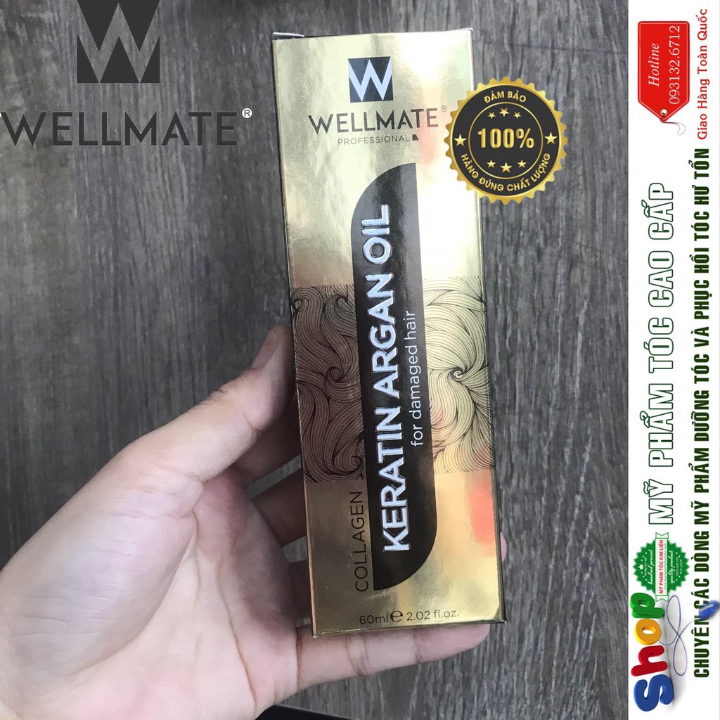 [Wellmate-chính hãng] Tinh Dầu Dưỡng Tóc phục hồi WELLMATE KERATINARGAN OIL 60ML