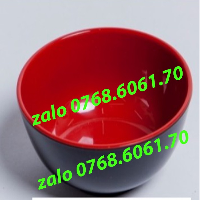 Chén Cơm Màu đỏ đen Nhựa Melamine Cao Cấp