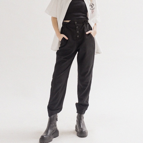 RUFFLE WAIST PANTS - S M