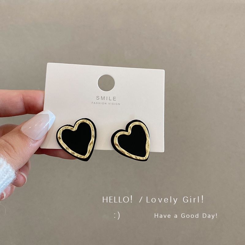 Bông Tai Mạ Bạc 925 Hình Trái Tim Lớn Phong Cách Hàn Quốc