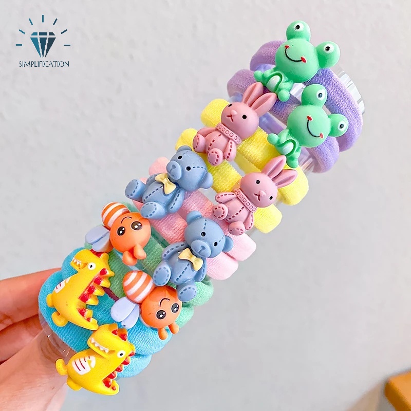 Set 10 Dây Cột Tóc Co Giãn Hình Trái Cây/ Xương Rồng Dễ Thương Cho Bé