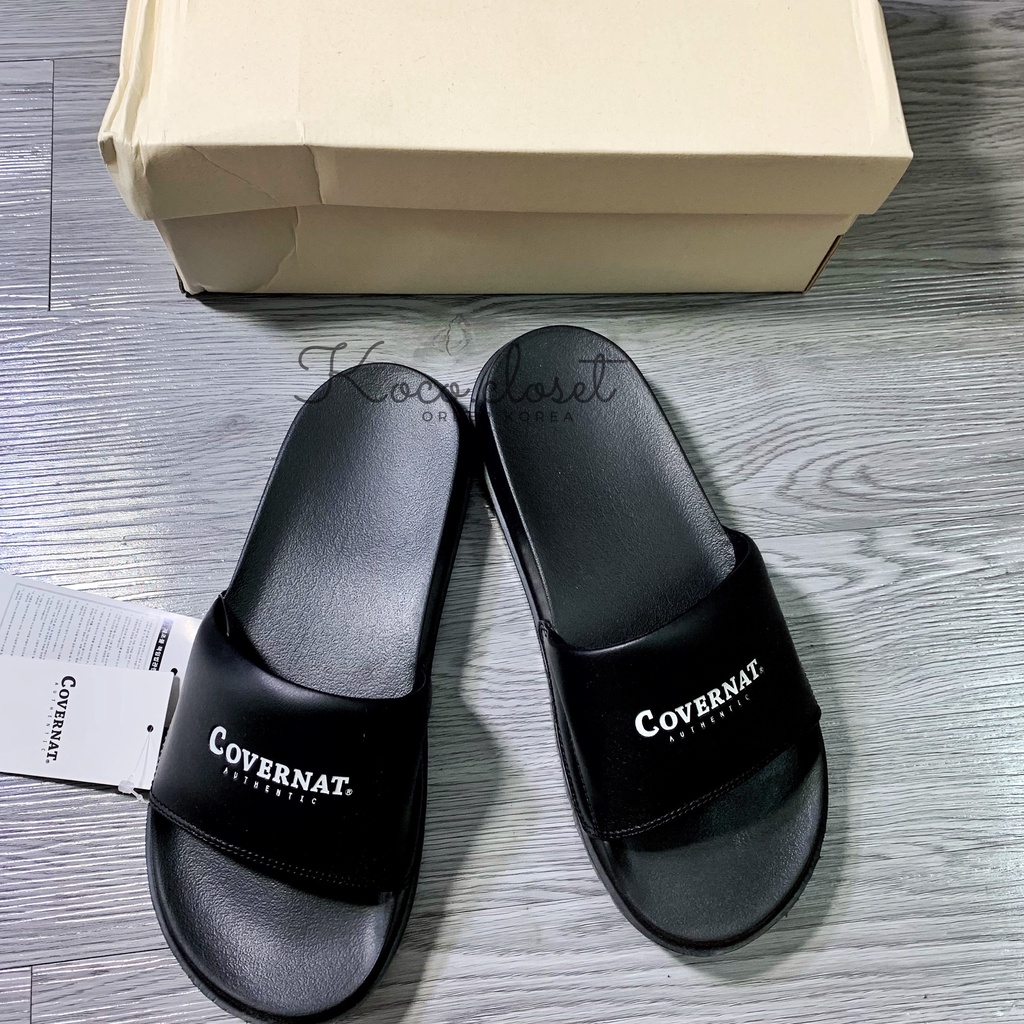 Dép Covernat Authentic Logo Slide màu Đen Chính hãng Hàn Quốc