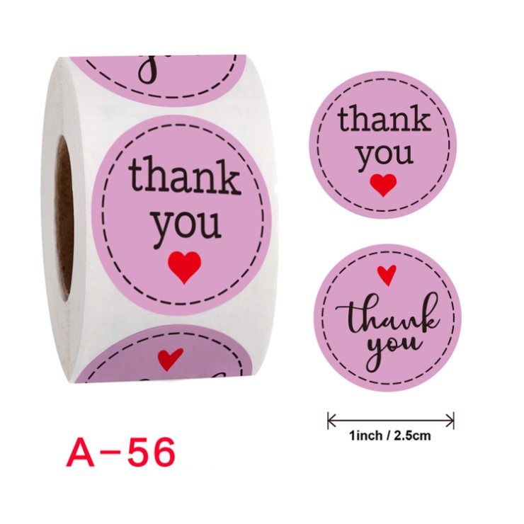 Cuộn 500 tem Sticker Thank you in màu tự dính 2.5cm - Tem cảm ơn
