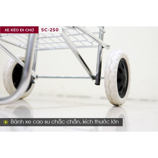 Xe kéo hàng đi chợ gấp gọn 2 bánh nhập khẩu FUJIHOME SC-250, xe đẩy đi chợ siêu thị mini gấp gọn đa năng gia đình