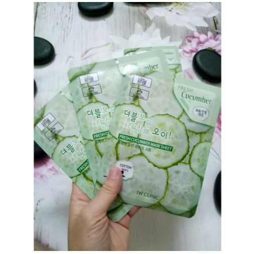 Mặt nạ dưỡng da chiết xuất từ dưa leo 3W CLINIC FRESH CUCUMBER MASK SHEET 23ml