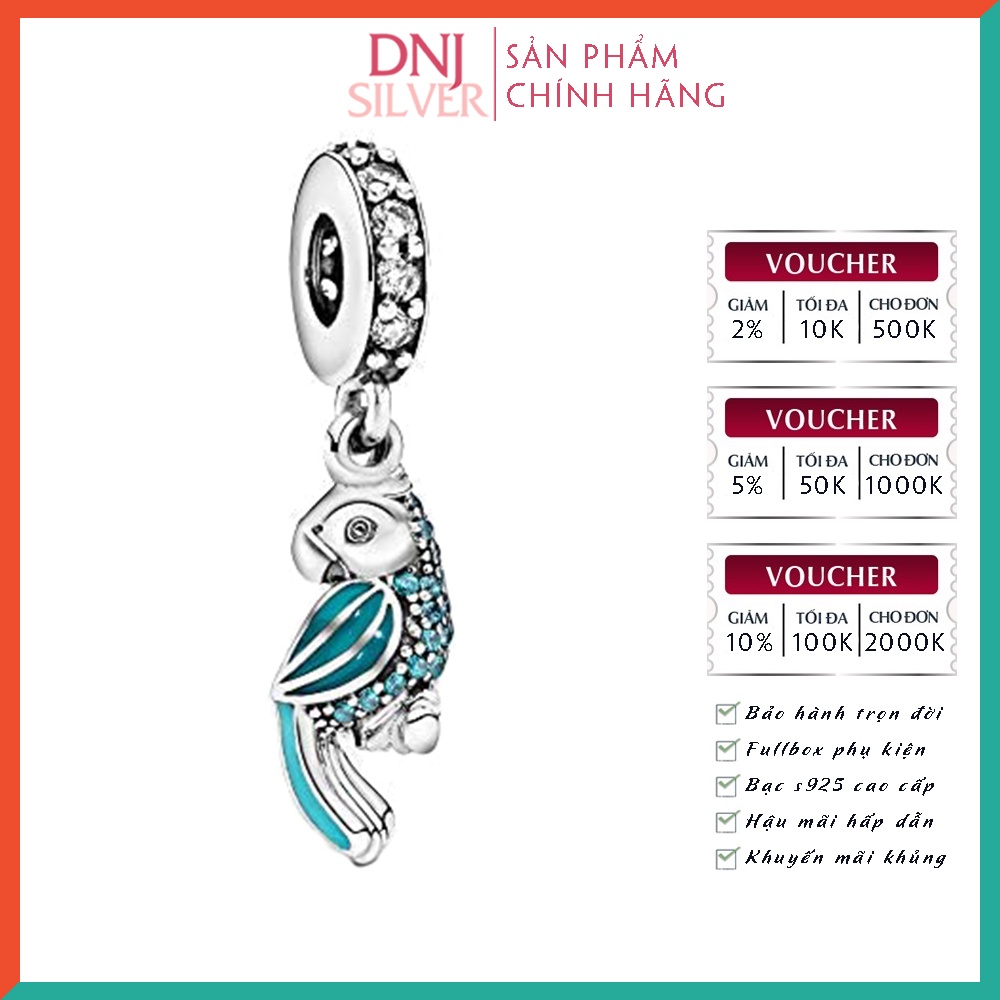 Charm bạc 925 cao cấp, hàng chuẩn bạc - Charm Tropical Parrot thích hợp để mix vòng tay charm - DN306