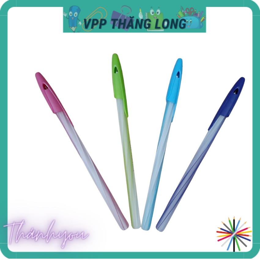 Hộp 30 bút nến ngắn, bút bi Gimy ngòi 0.7mm mực xanh