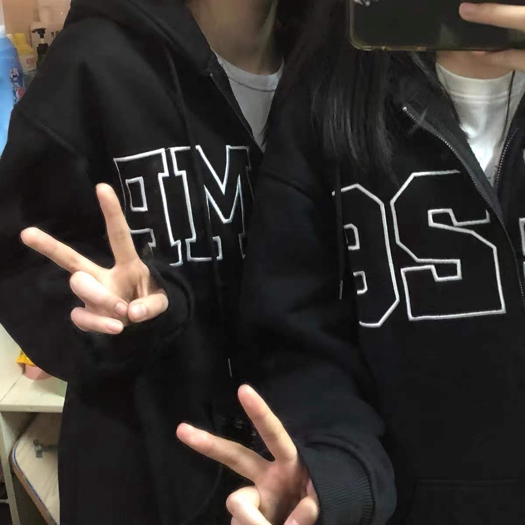 Áo Khoác Có Mũ Trùm Dáng Rộng Khóa Kéo Thời Trang Xuân Thu Mới