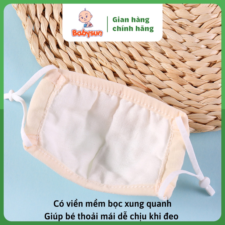 Khẩu trang cho bé 5 lớp, chất liệu vải xô có nút điều chỉnh