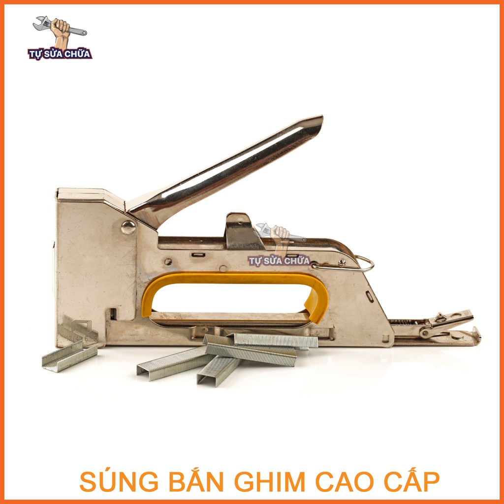 Máy bấm ghim cầm tay UNICORN loại xịn, chuyên ghim vào gỗ, khung tranh, tường, súng bắn ghim 13/6,13/8 cao 4-8mm