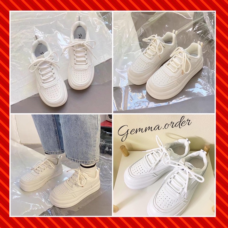 Giày thể thao nữ ulzzang màu trắng trơn đế bánh mì tôn dáng cực đỉnh phong cách Hàn Quốc