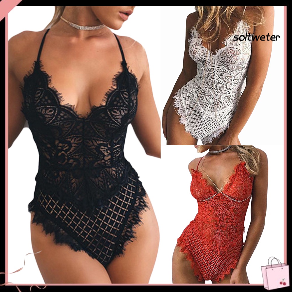 Đồ Lót Liền Thân Xuyên Thấu Cổ Chữ V Khoét Sâu Gợi Cảm Cho Nữ