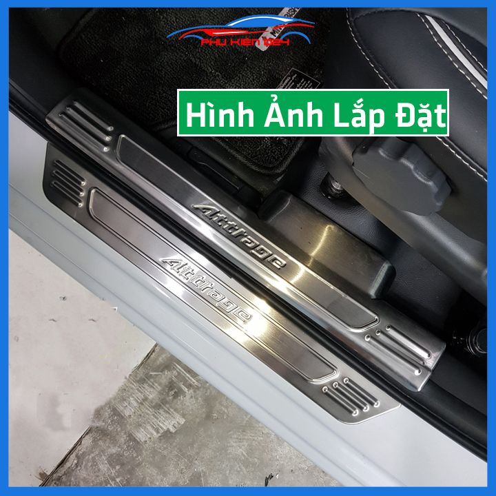Bộ ốp bậc cửa trong ngoài Attrage 2015-2016-2017-2018-2019-2020-2021-2022-2023 Inox chống trầy trang trí xe