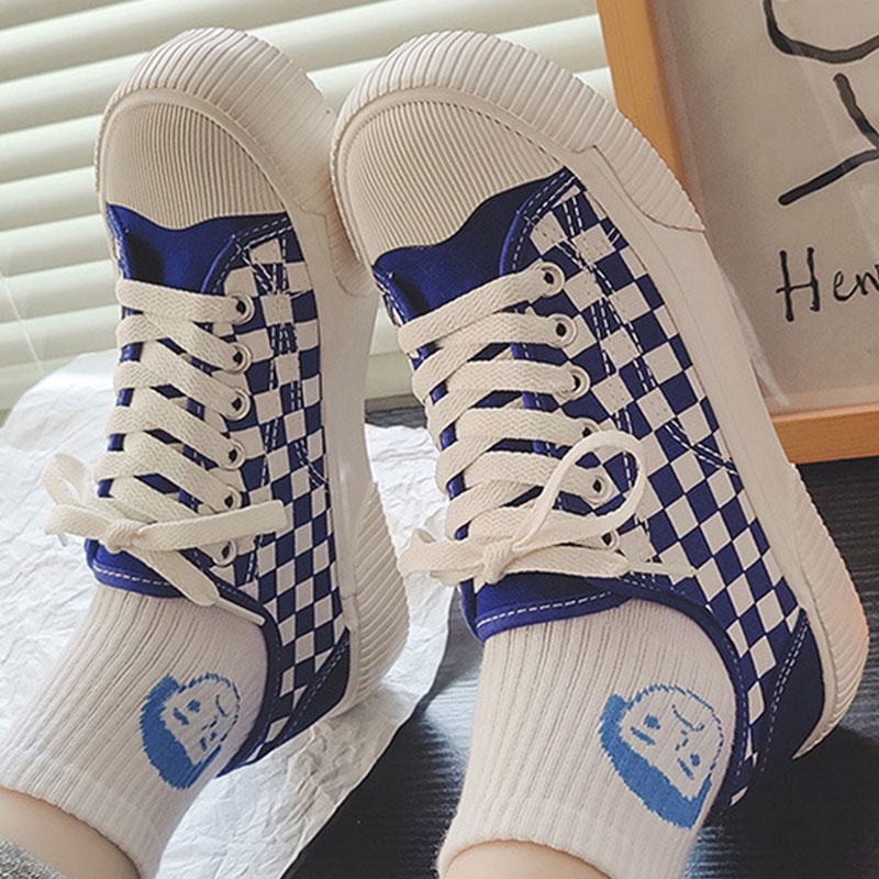 Giày Lười Vải canvas Họa Tiết Kẻ Sọc Phong Cách Hàn Quốc Thời Trang Mới 2022 Cho Nữ