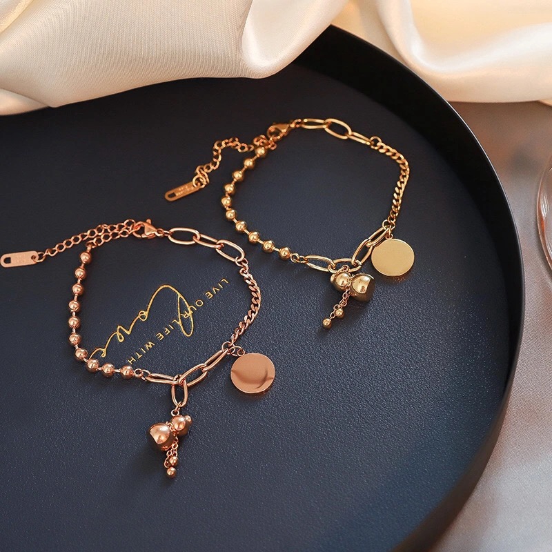 Vòng Đeo Tay Bằng Thép Titan Mạ Vàng Hồng 18k Phong Cách Dân Tộc Cổ Điển Thời Trang Cho Nữ