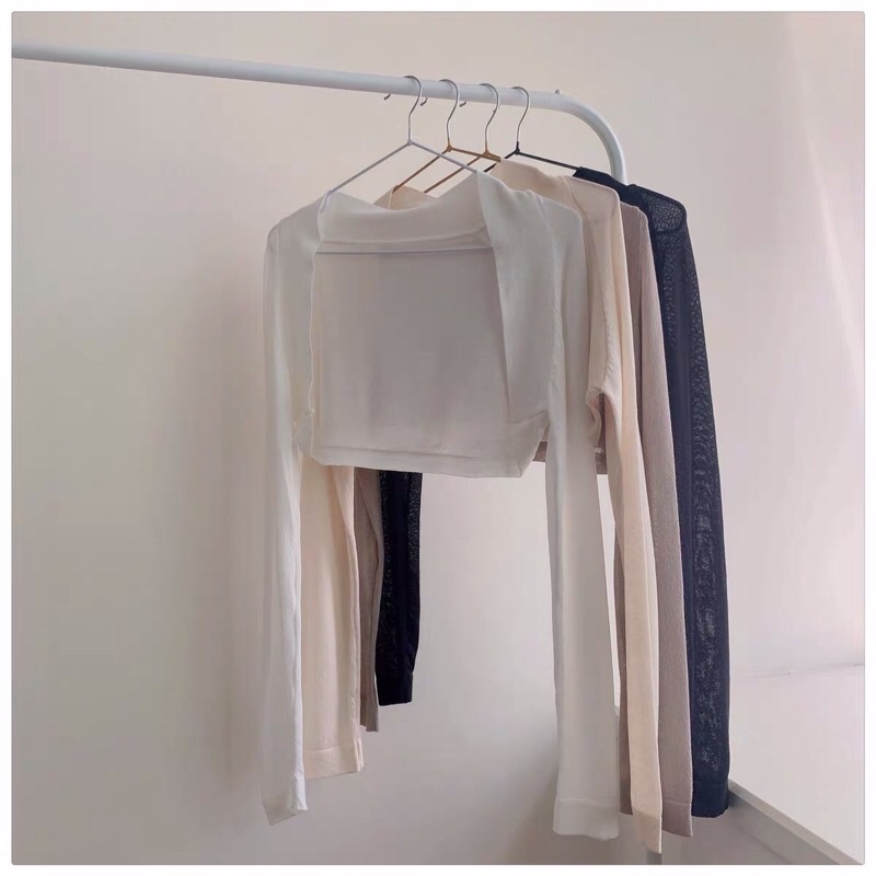 áo len croptop cardigan khoác mỏng cánh tay sexy - ko kèm áo trong (1863#)