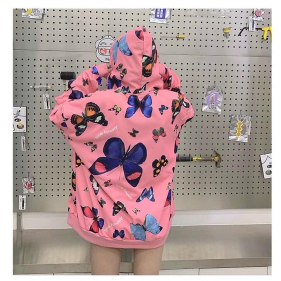 Áo Khoác Nỉ Bướm Sặc Sỡ Nhiều Màu Dáng Rộng Thu Đông Kéo Khoác Có Mũ | BigBuy360 - bigbuy360.vn