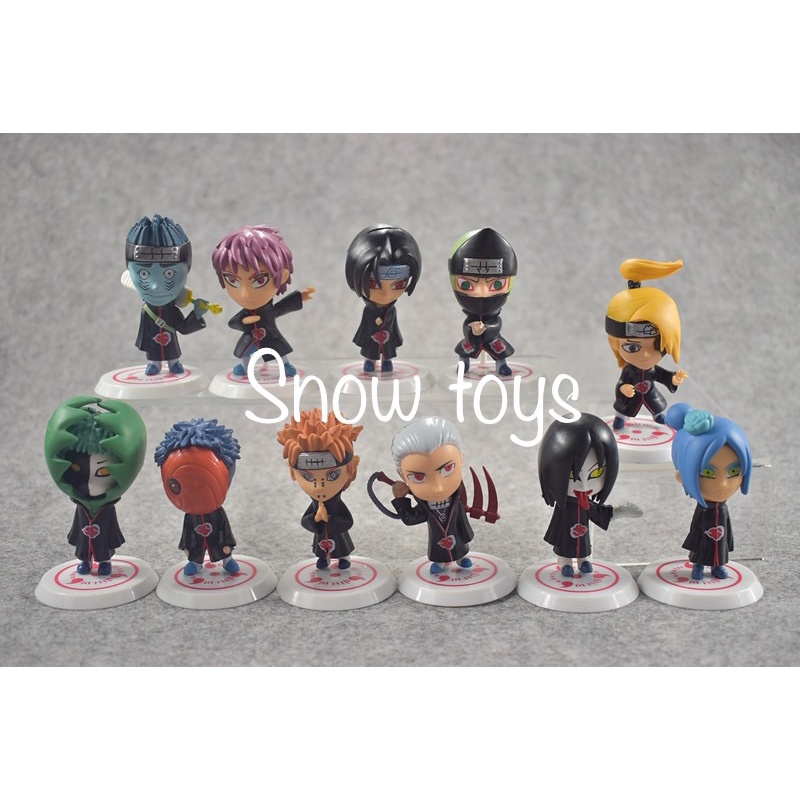 Mô hình Naruto - Team Akatsuki - Figure Set 11 nhân vật trong Naruto Chibi - Cao 7cm