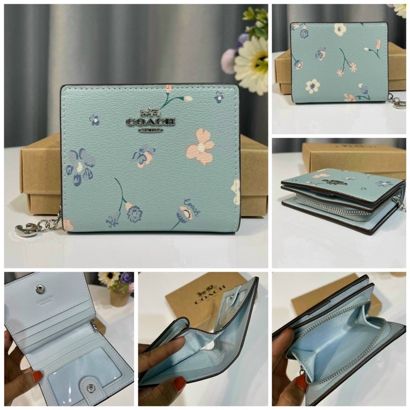 Ví C0ach Snap Floral Print trẻ trung full màu