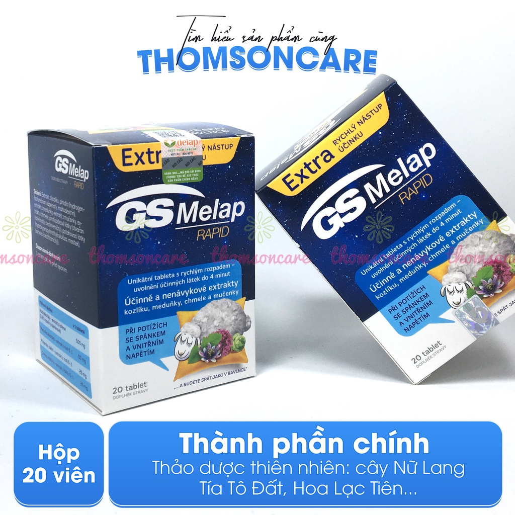 Giảm mất ngủ GS Melap an thần từ thảo dược Lọ 20 viên giảm căng thẳng, lo âu, giúp ngủ sâu giấc