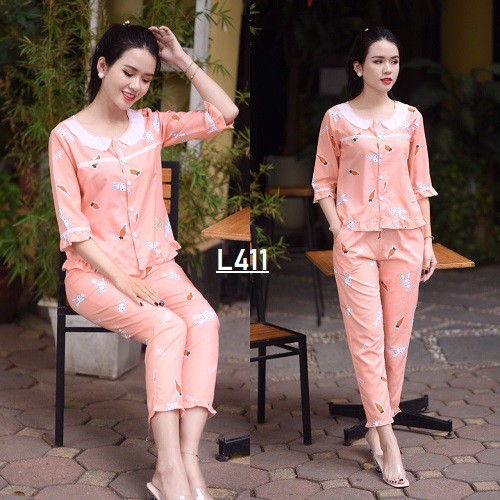 ĐỒ BỘ NỮ MẶC NGỦ, MẶC NHÀ KATE TAY LỬNG QUẦN DÀI ĐÁNG YÊU CAO CẤP
