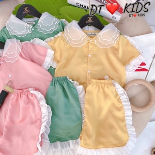 Bộ pijama lụa satin bé gái